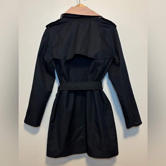 COACH New York Doubled Breasted Trench Coat | Navy Beige Pink | Size Medium - Picture 4 of 10